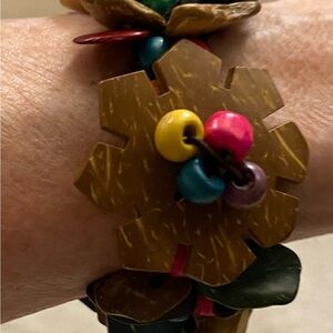 Colorful Wooden Flower Bracelet